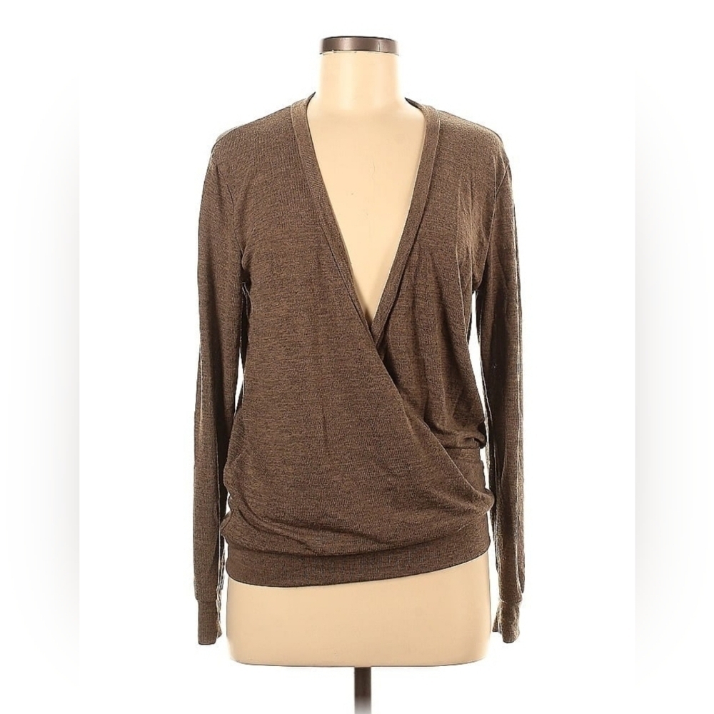 Coeur De Vague Brown V Neck Wrap Top Size Medium